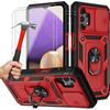 Protective Case - BOOLING - for Samsung Galaxy A32 5G - Matte Red - Sliding Camera Cover - 2 Tempered Glasses