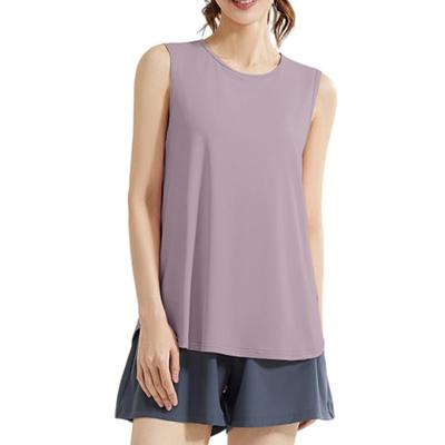 Топ-майка без рукавов для йоги Tuten с круглым вырезом, flattering and soft for and sports women's neck, fit, влагоотводящая, быстросохнущая, дышащая, йога,