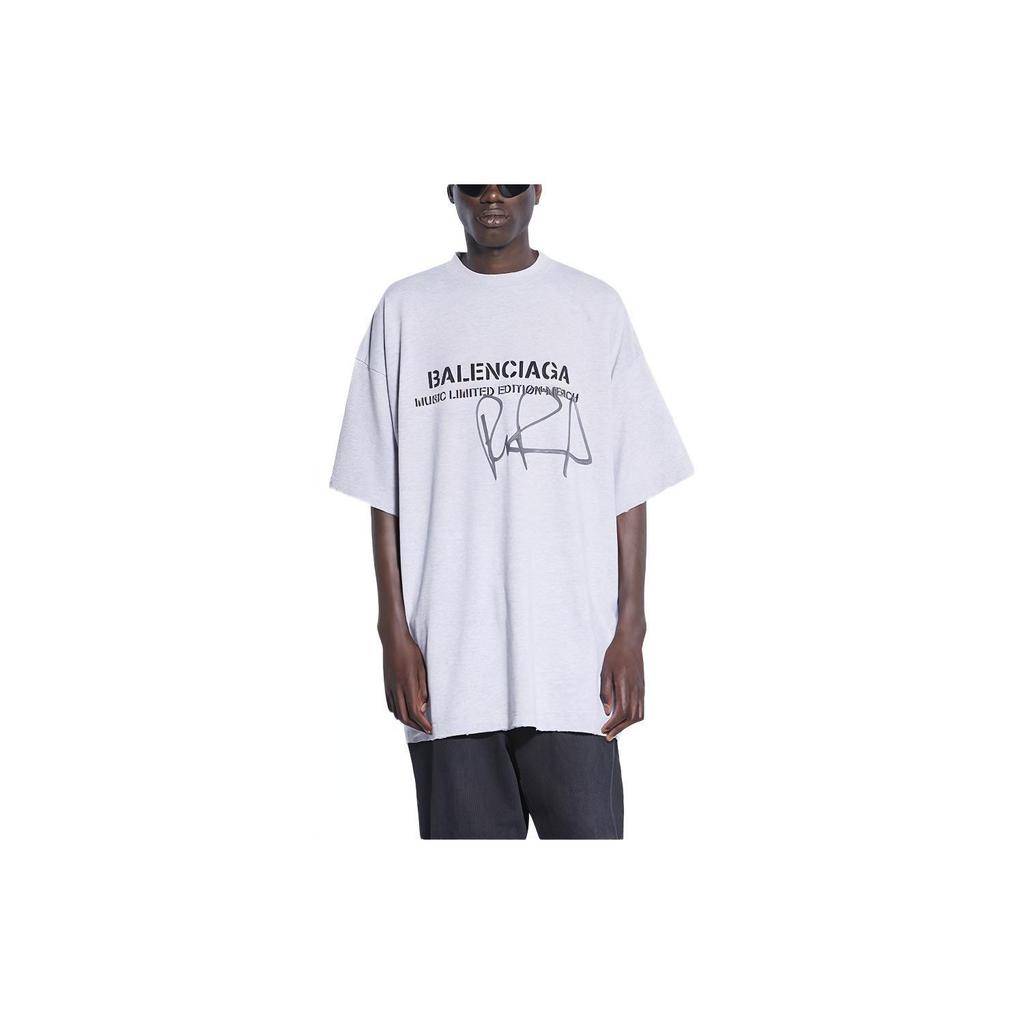 Balenciaga Футболка Свободный крой Мужская Серая 676589TLV571376