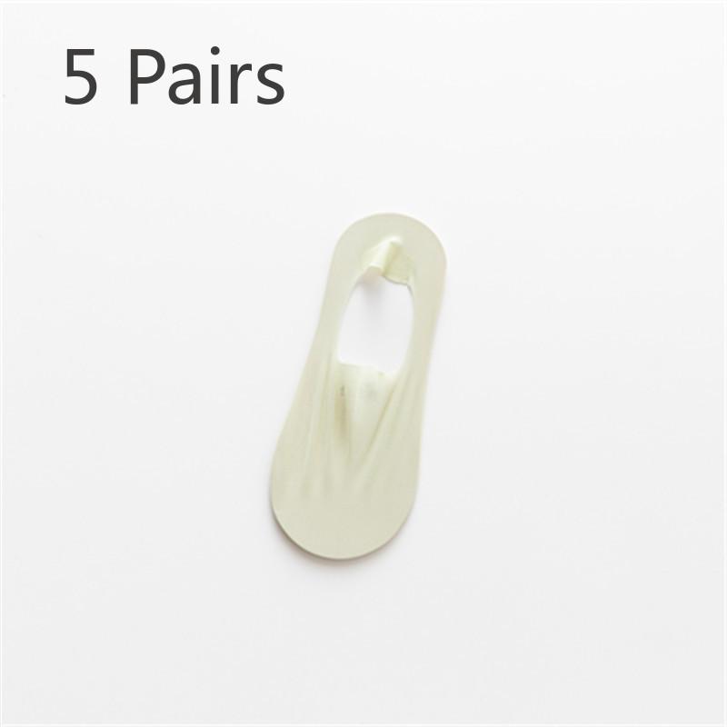 5 пар женских летних однотонных невидимых тонких шелковых носков-лодочек с неглубоким вырезом