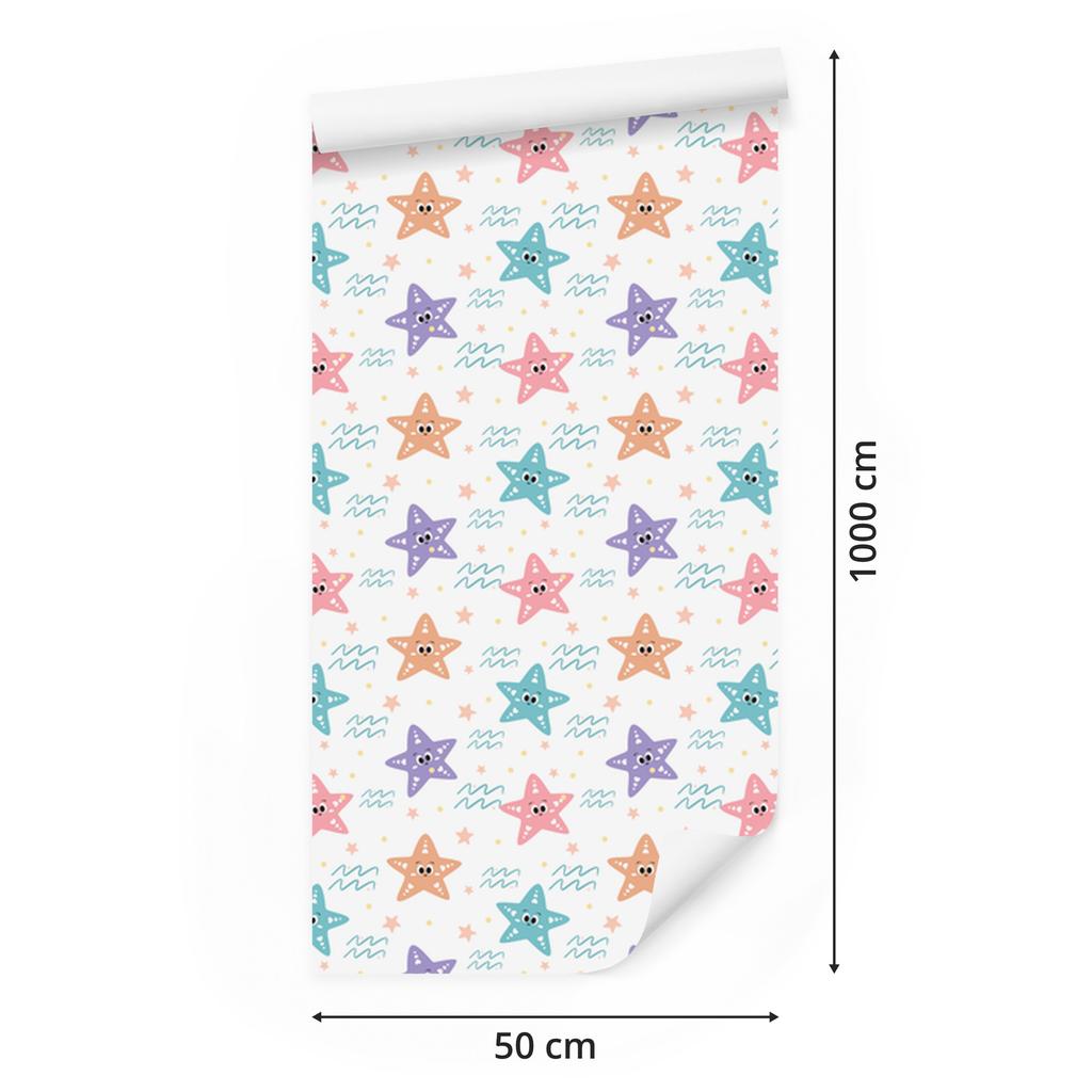 Starfish Wallpaper White, Coral and Cream for Living Room and Bedroom 50x1000