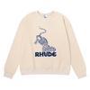 Осень-зима 2022 новый уличный тренд красоты RHUDE леопардовый принт высокоплотный махровый худи для мужчин и женщин