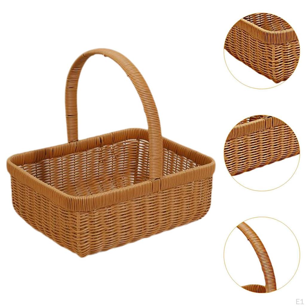 Imitation Rattan Picnic Basket Vegetable Fruit Picking Flower for Candy
