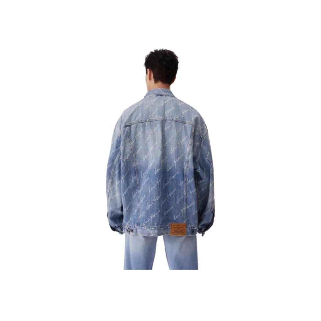 Levis Свободная Джинсовая Куртка с Мягким Воротником на Одной Пуговице с Длинным Рукавом Мужские куртки Светло-Голубая 0016Y-0005