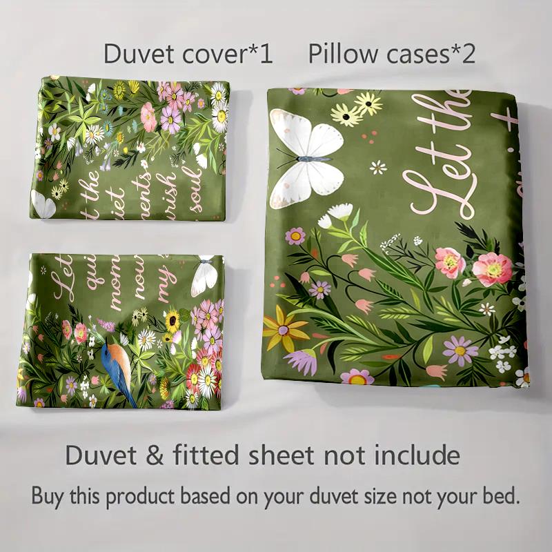 Floral, butterfly, serene. Bedding Duvet cover sets Duvet covers Pillowcases gifts (1 * Duvet Cover 2 * Pillowcases, without duvet insert)