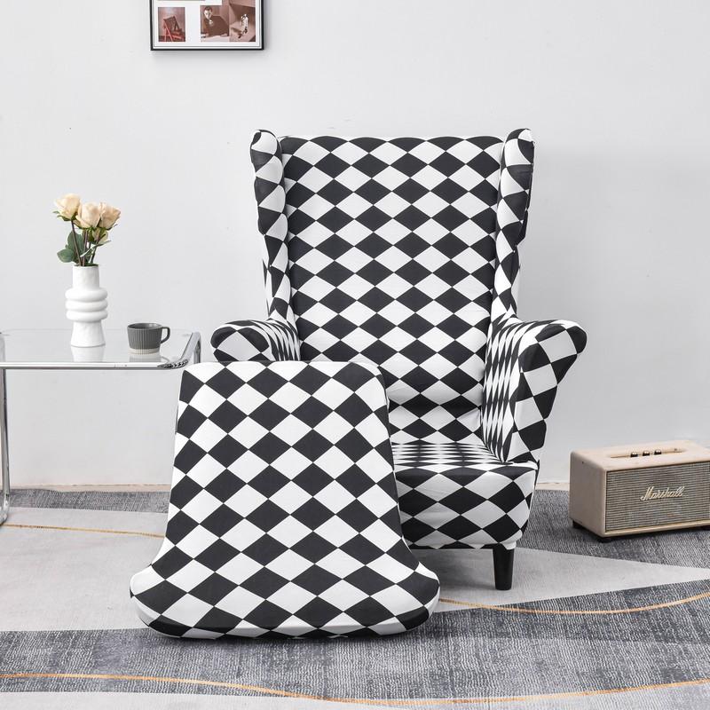 Чехлы для стульев с крыльями, 2 шт./компл., эластичный чехол для дивана, чехол для кресла с принтом, защитный чехол для мебели, мягкий диван с эластичным дном