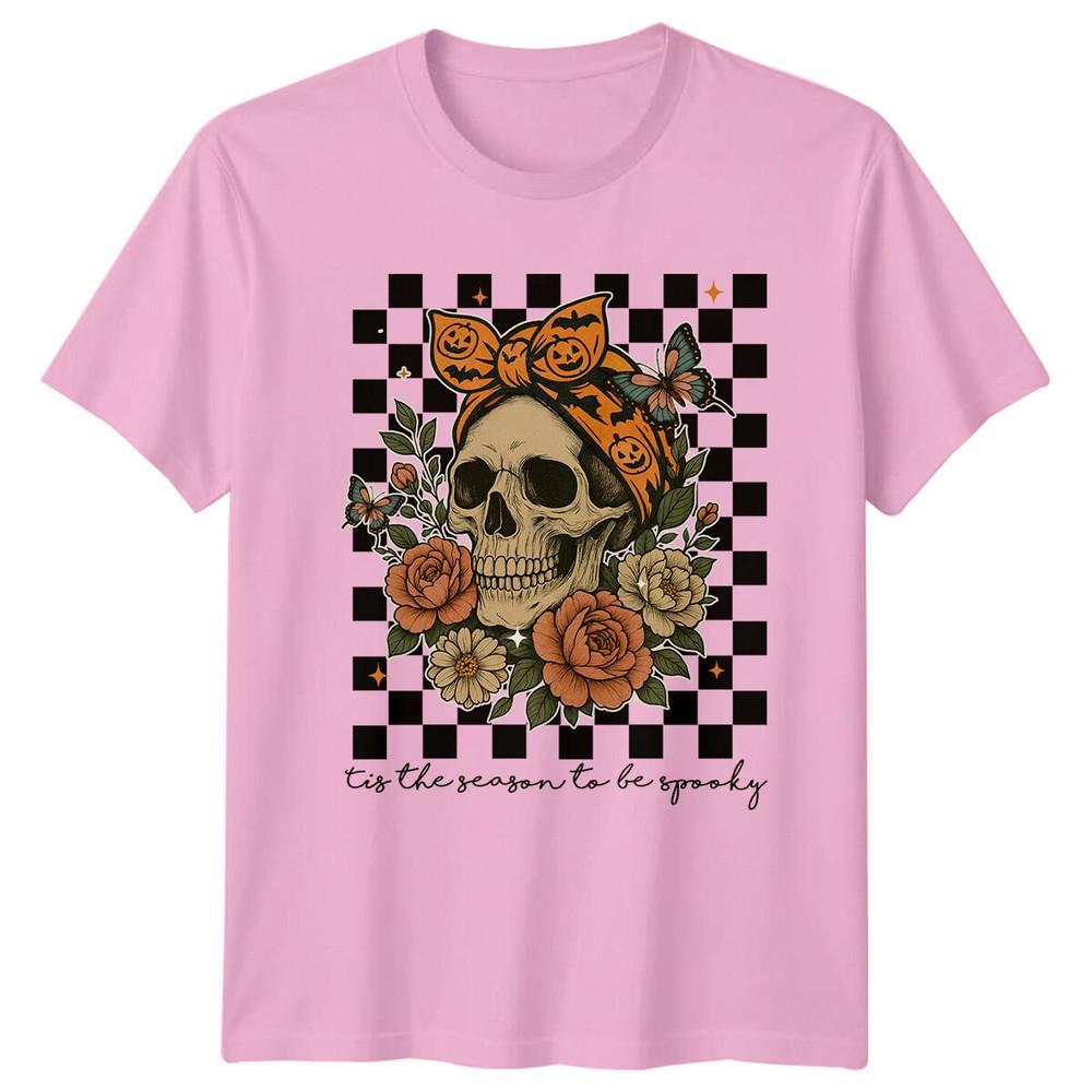 Skull tis the season to be spooky Halloween Unisexs TShirt Unisexs Tee Graphic Top