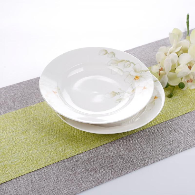 Aiyiresi 56-предметный белый керамический набор посуды «Магнолия»