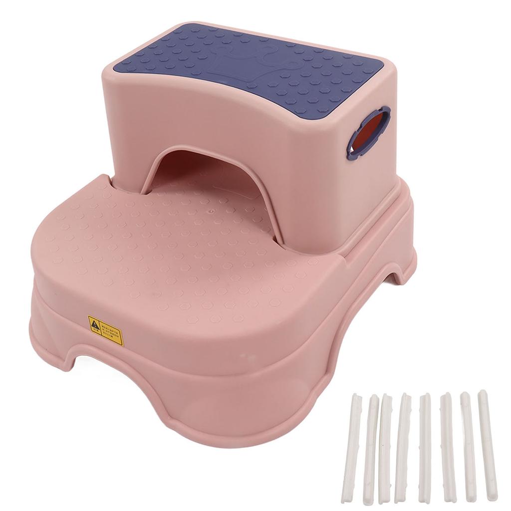 Kids Step Stool Double Antiskid Height Adjustable Widened Base Ergonomic Toddler Step Stool 2 Layer