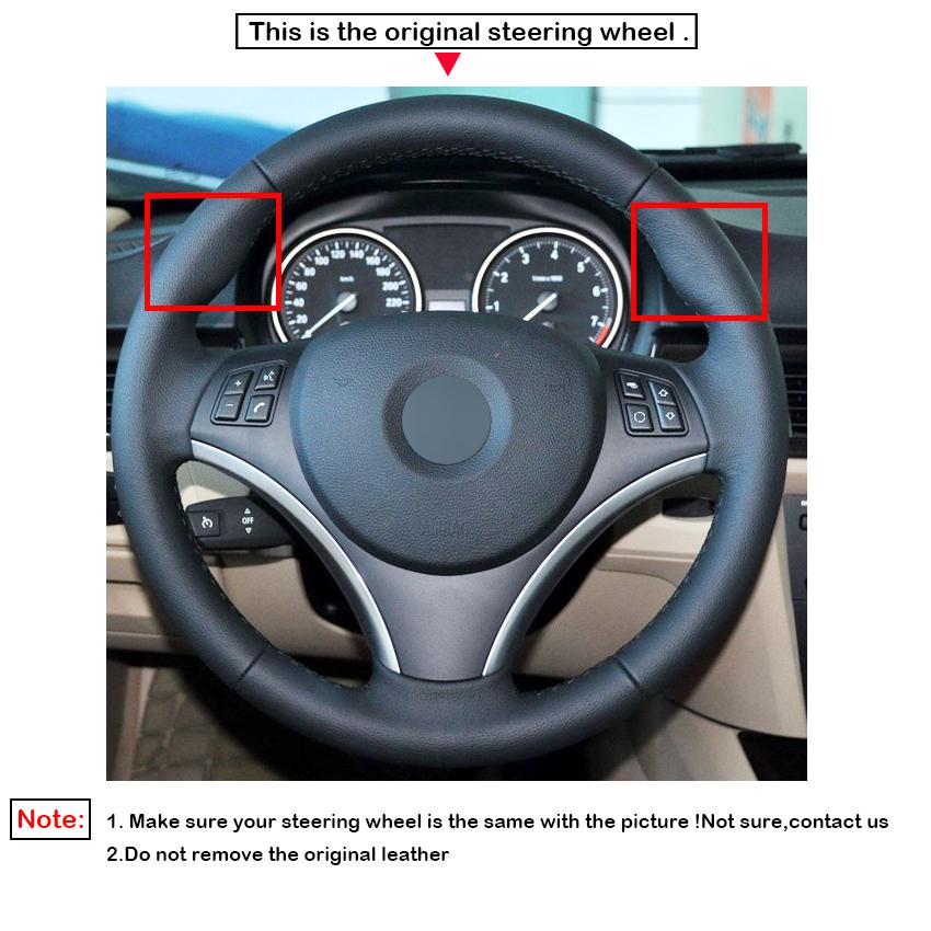 Черный чехол на руль автомобиля из искусственной кожи, сшитый вручную для BMW M Sport 1 серии E87 E81 E82 E88 120i 130i 120d X1 E84