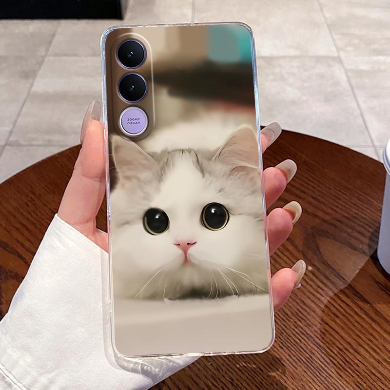 Casing For Vivo V70 FE Case V2550 Aesthetic Fashion Cute Cat Cartoon Soft Silicone Back Cover Transparent TPU Phone Case Bumper