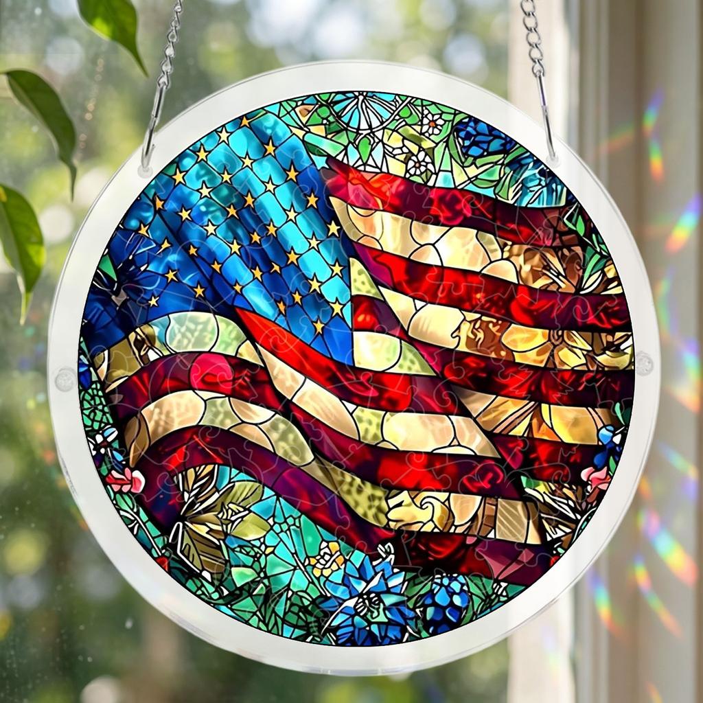 Круглая витражная панель для подвешивания с геометрическим цветочным узором, Ловец солнца для декора дома с подвесной цепочкой