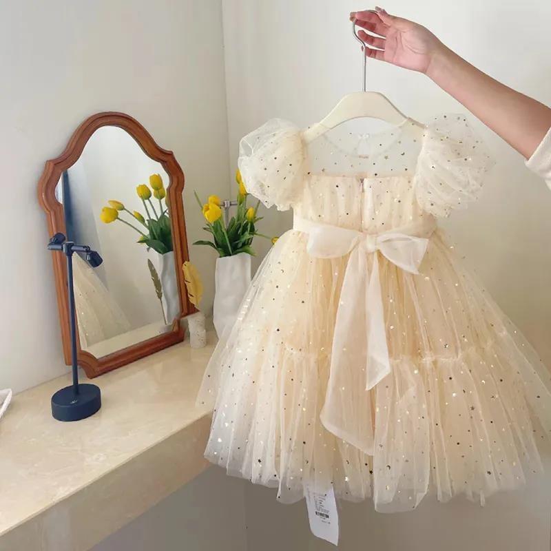 Girl Summer Dress With Tulle Fabric For Toddlers Kids Age 3 To 8 Years