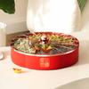 9,6-дюймовый новогодний фруктовый поднос, разделенный на части, конфетный поднос с крышкой, китайский стиль, счастливая красная коробка для хранения фруктов, десертов, печенья, кухонных принадлежностей