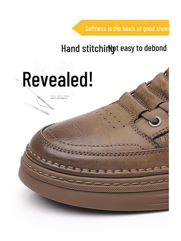 Мужские модные кожаные кроссовки с мягкой подошвой 2024 года — универсальная повседневная обувь на весну и осень