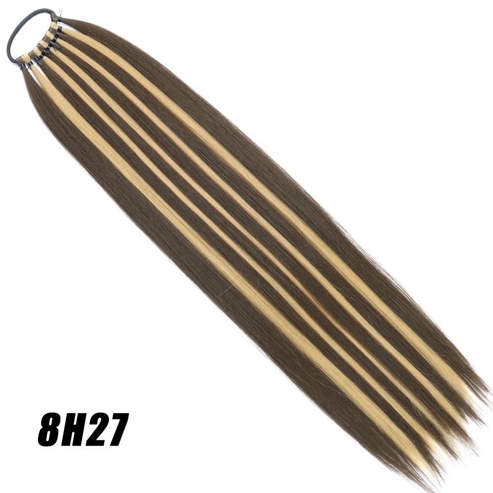 MISSQUEEN Synthetic Ponytail Extensions Wrap Around Elastic Hair Band Stretched Straight Ponytail With Rubber Band Braiding Hair For Women