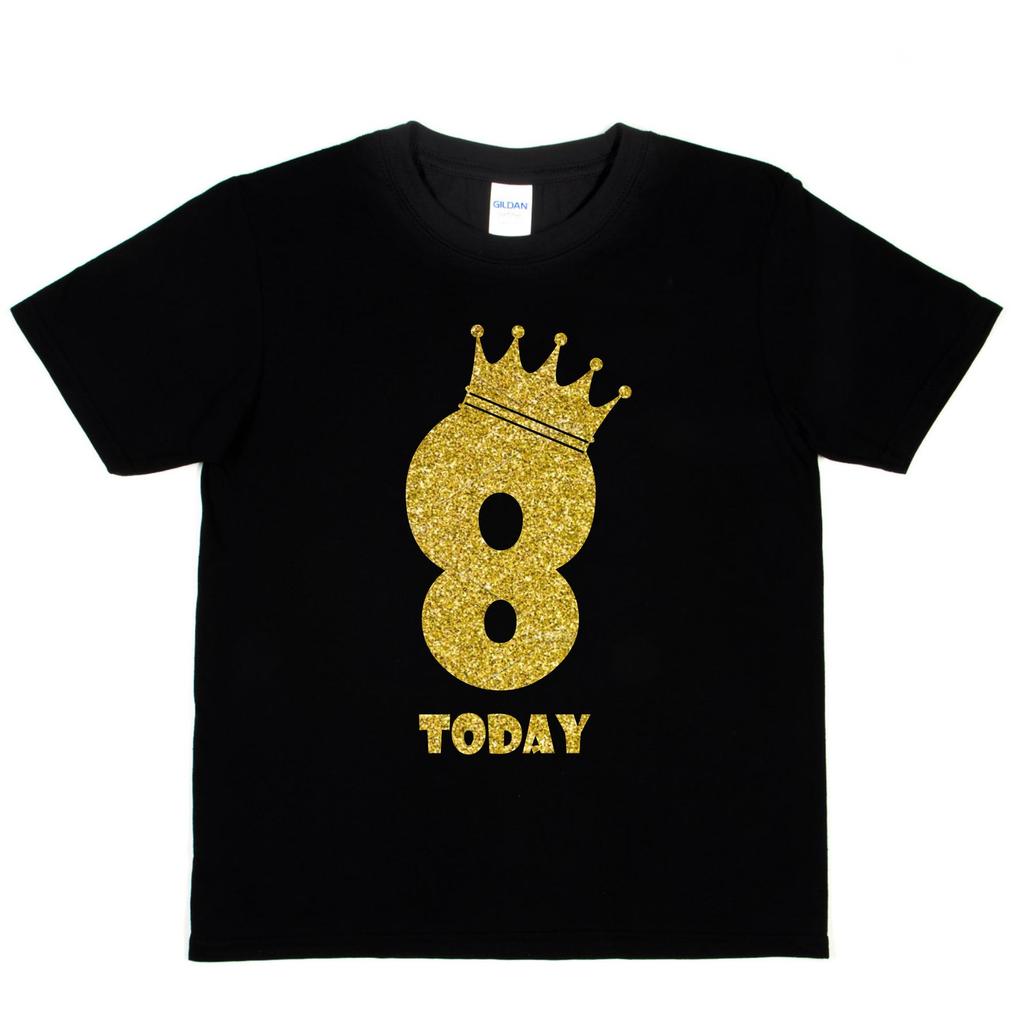 Kinder T-Shirt acht heute Geburtstag in Gold Glitzer Happy 8. Geburtstag Geschenk Wird in neuem Fenster oder Tab geöffnet