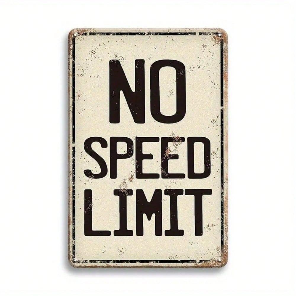 Planetjuice Vintage Metal Tin Sign No Speed Limit X Inch Rustic Wall Decor for Garage Bar Man Cave