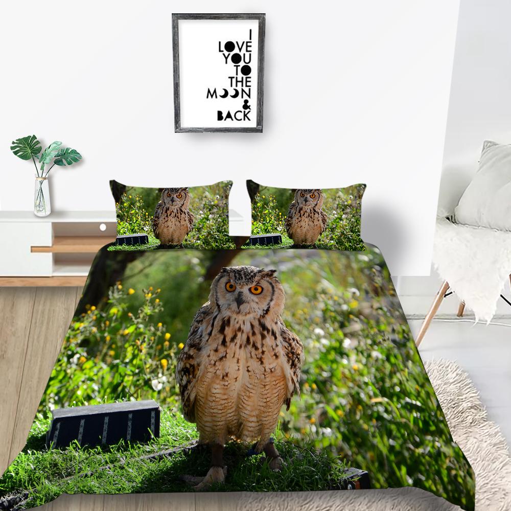 Комплект постельного белья серии «Сова» Постельное белье для спальни Одеяло и наволочка Простыня/двуспальная кровать Полный размер 2/3 шт. Украшение дома