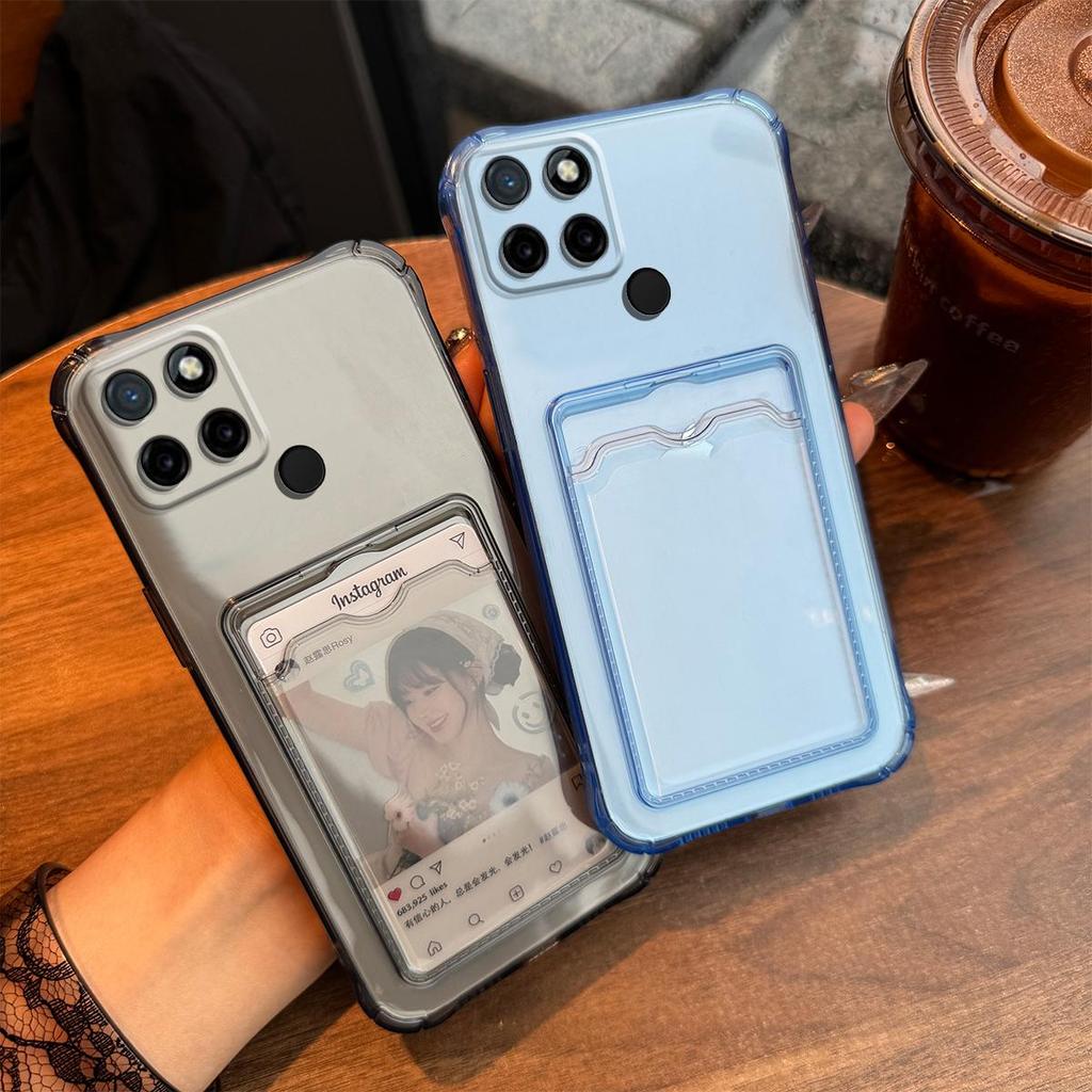 Прозрачный противоударный чехол для realme C25Y, C21Y с держателем для карт