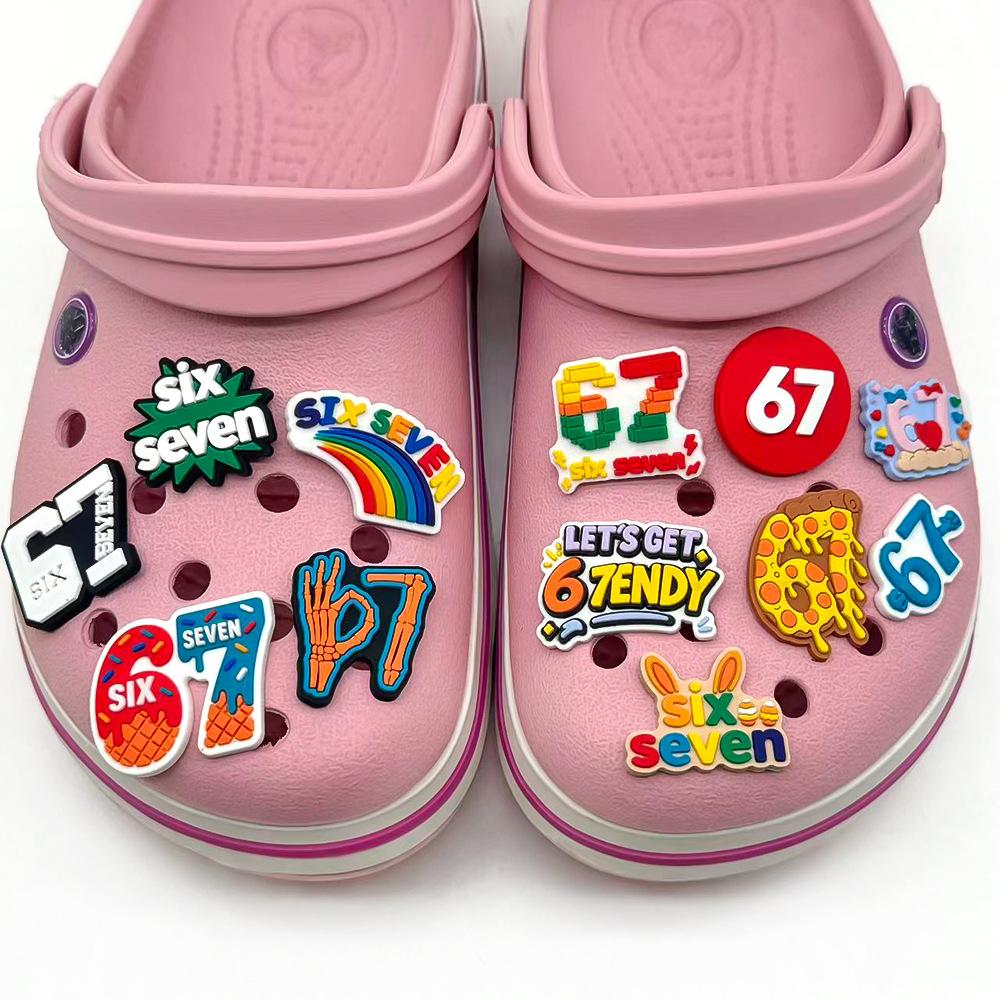 New Style 10PCS Croc Charms Jibbitz Shoe Decoration Set PVC Soft Rubber Shoe Charms Accessories for Clogs Sandals