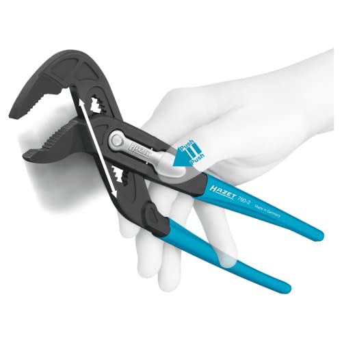 Hazet 760-2 Water Pump Pliers, Grip Pliers, Plumbing Tool, Quick Adjustment, Large Diameter, Maximum Opening Width 50mm, Total Length 260mm, Professio