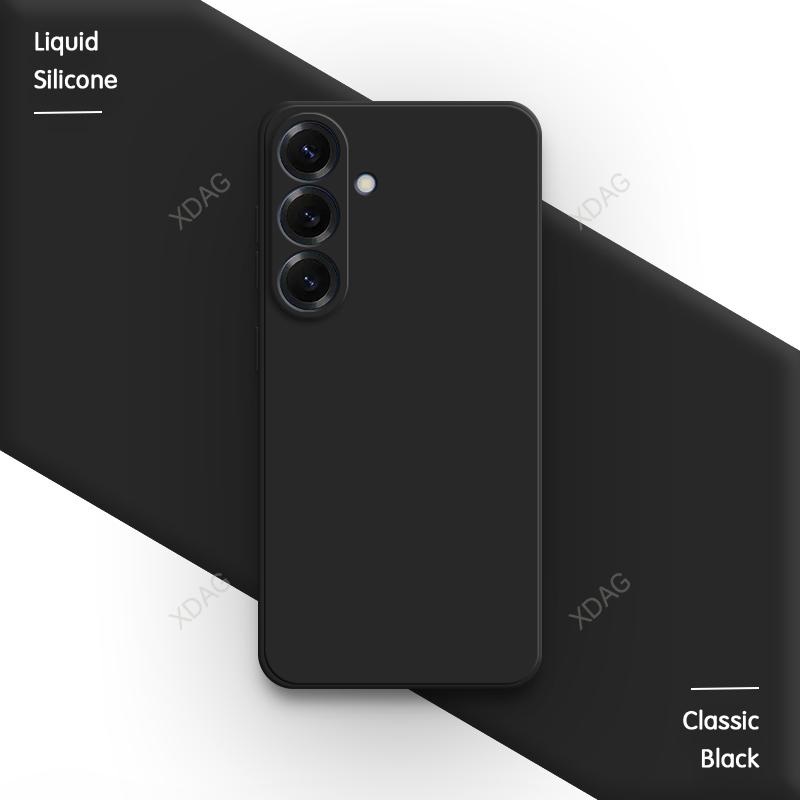 Квадратный Чехол из Жидкого Силикона Оригинальный для Samsung Galaxy S26 Plus S26 Ultra S26+ 5G Простой Мягкий Базовый Ударопрочный Задний Чехол