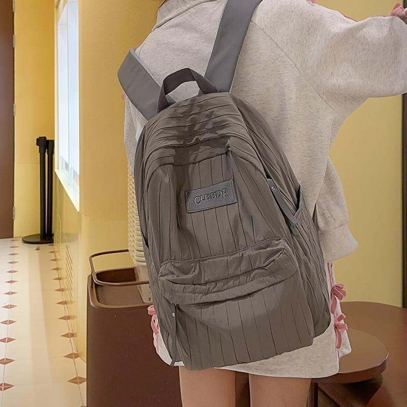 Женская школьная сумка, однотонный рюкзак большой вместимости, легкий дорожный рюкзак