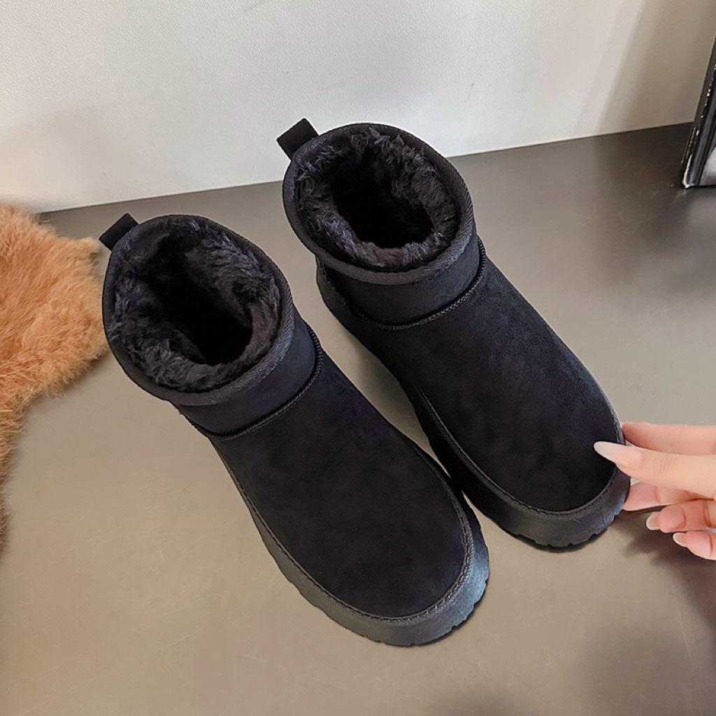 Осенне-зимние короткие зимние сапоги-трубы для женщин, трансграничные, большого размера, плюс, средний каблук, плоская подошва, хлопковые сапоги 35-41