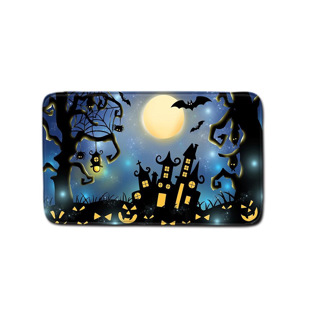 Halloween Shower Curtain Floor Mat Combination Four-Piece Set Bathroom Toilet Carpet Shower Room Foot Mat