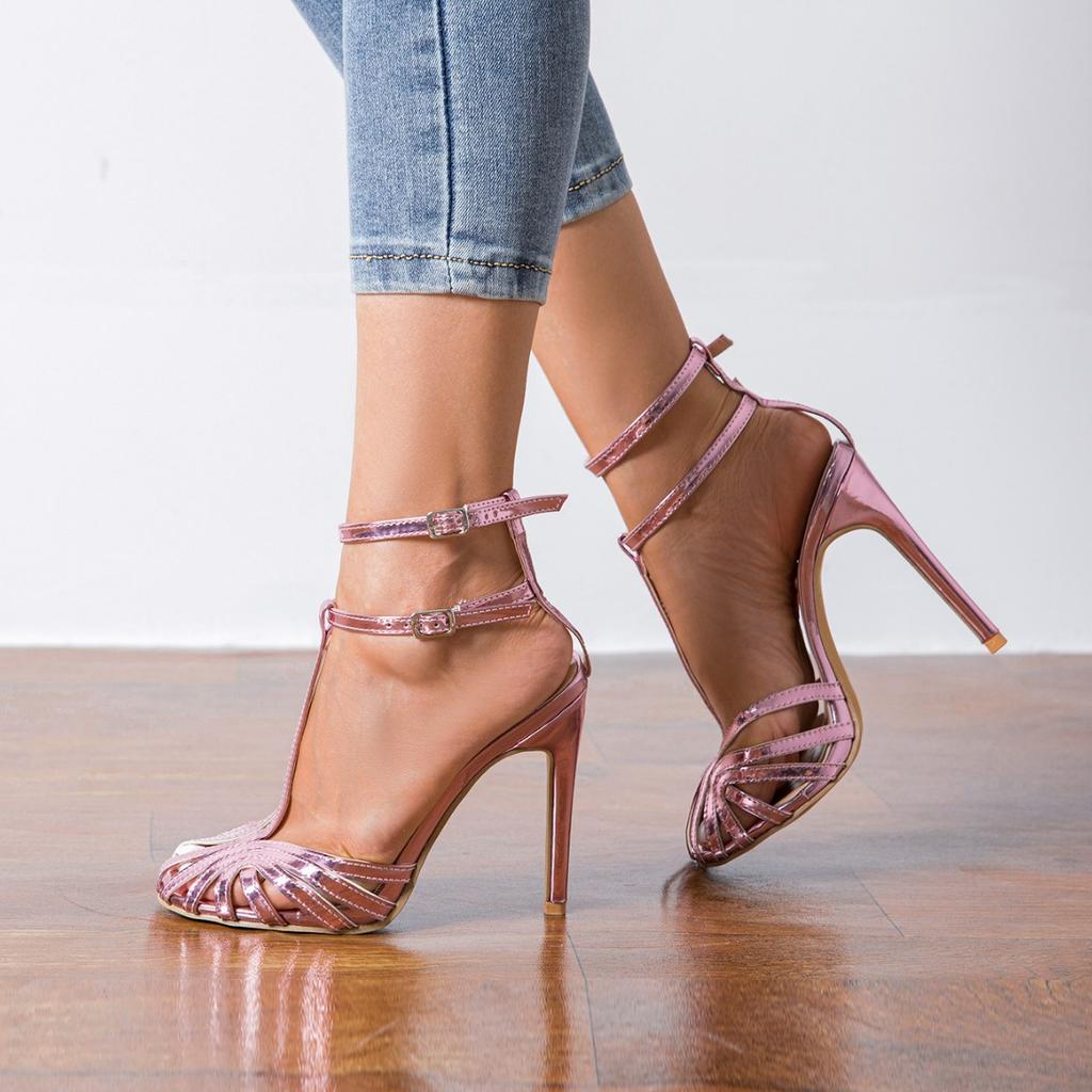 Модные туфли-босоножки на высоком каблуке в клетку для женщин, элегантные туфли с ремешком на щиколотке, с узким ремешком, сексуальные рабочие босоножки