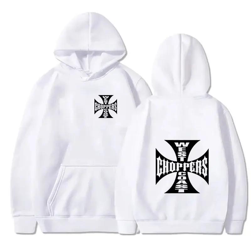 Мужские и Женские Хлопковые Толстовки Плюс Флис West Coast Choppers Логотип Железного Креста Худи Осень и Зима Уличная Повседневная Одежда