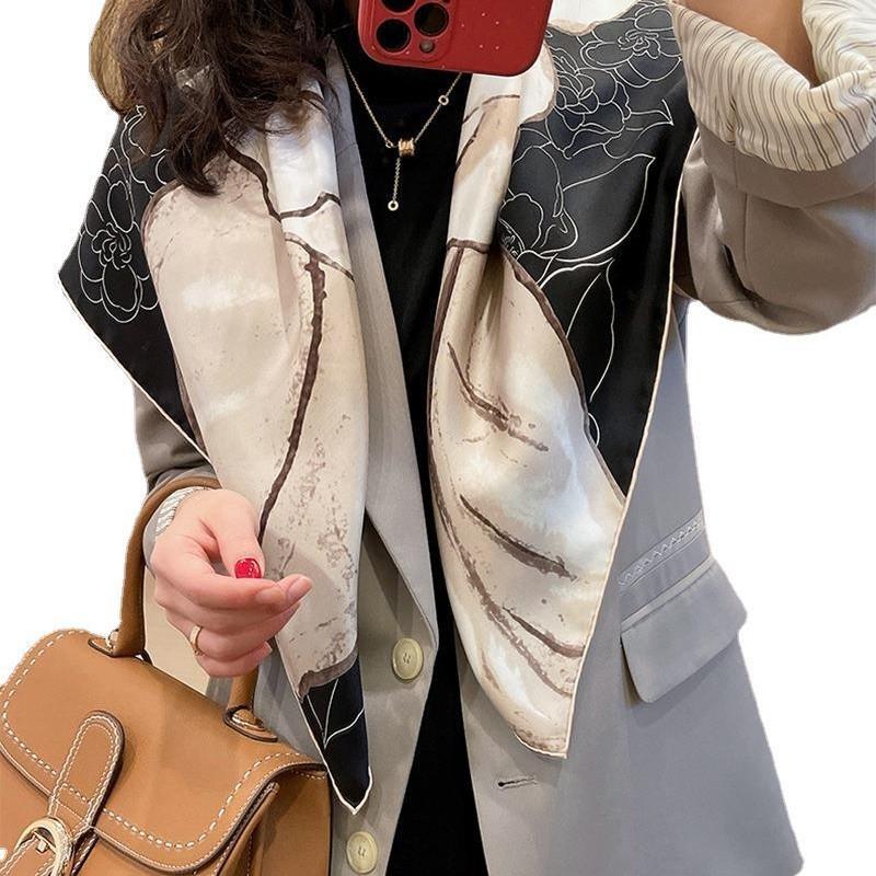 Camellia Silk Twill Silk Sand Wash Women'S Silk Scarf Mulberry Silk Scarf Shawl Large Square Scarf Silk Scarf Shawl