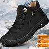 Men's Hiking Leather Boots High Top Plush Outdoor Cotton Shoes Large Size 39-46
