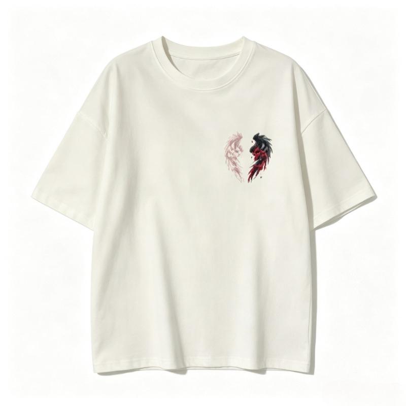 Originality Beautiful Rose Wing Pattern Printed Unisexs And Unisexs Loose Versatile Tshirt Summer Top Aesthetic Tops Hipster Tee