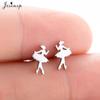 Small Stainless Steel Earrings Women Punk Jewelry Fashion Moon Leaf Scissors Snow Mountain Stud Earring Best Gift for Friends
