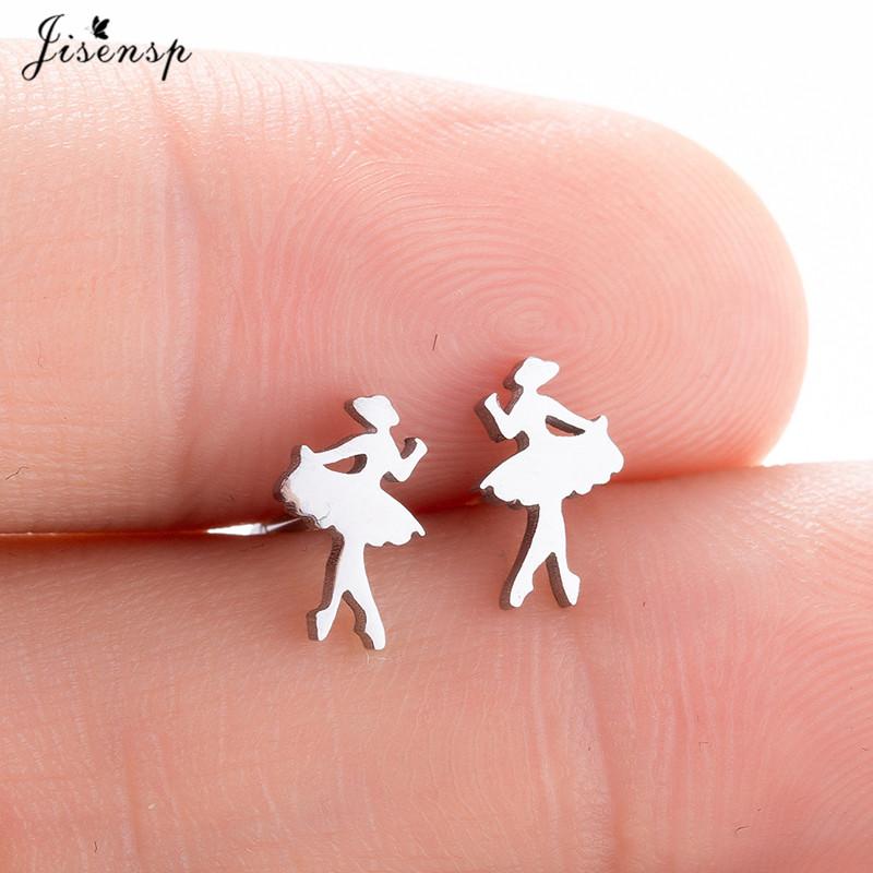 Small Stainless Steel Earrings Women Punk Jewelry Fashion Moon Leaf Scissors Snow Mountain Stud Earring Best Gift for Friends