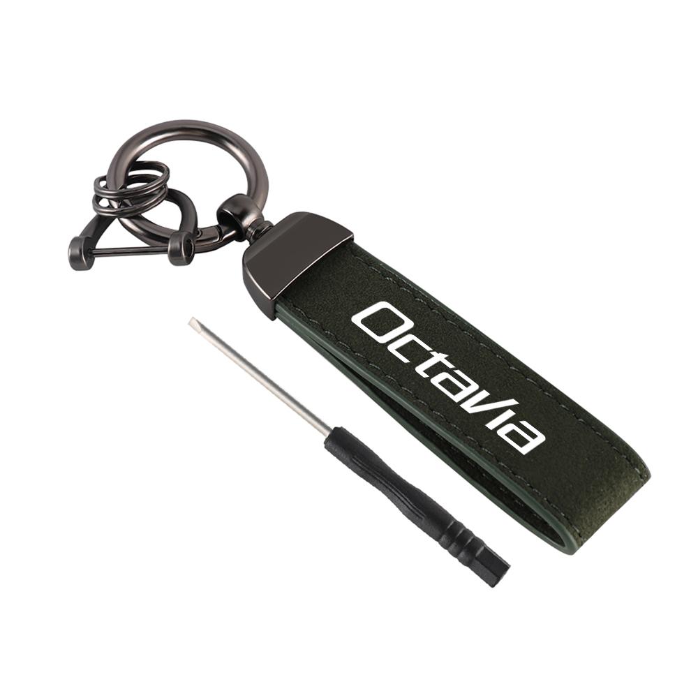 Car Keychain Suede Leather Car Keyrings Auto Accessories For Skoda Rapid Scala Kodiaq Fabia Kamiq Karoq Octavia A5 Superb S VII fxdj44