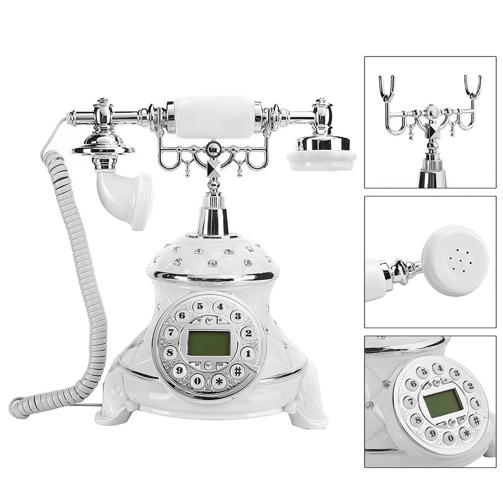 Белый стиль в европейском стиле со стразами, винтажный антикварный старый телефон, домашний стационарный телефон