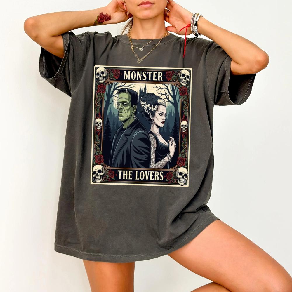 The Monster Frankenstein and Bride The Lovers Tshirt Horror Halloween Shirt Horror Movie Tee Horror Friends Top