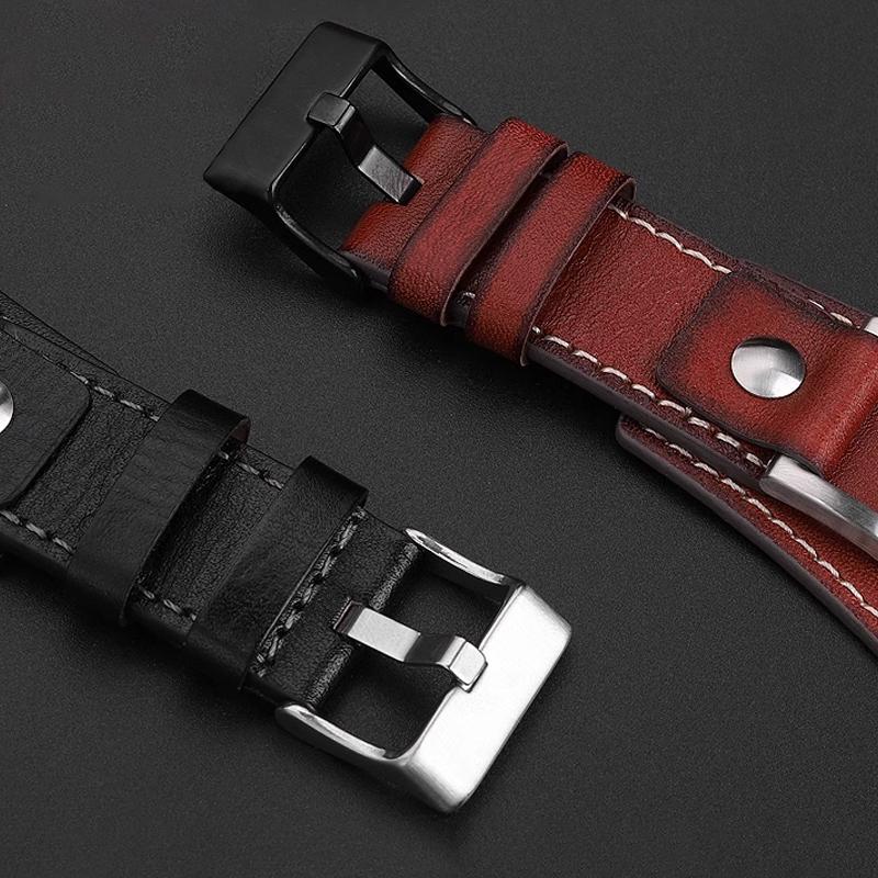 Ремешок из коровьей кожи Для часов Fossil JR1157 Ремешок 24 мм Мужской ремешок для часов Высококачественный кожаный браслет Ретро-стиль Черный Коричневый