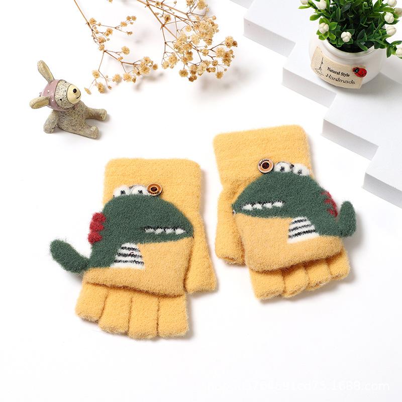1 Pair of Children's Cute Cartoon Dinosaur Gloves