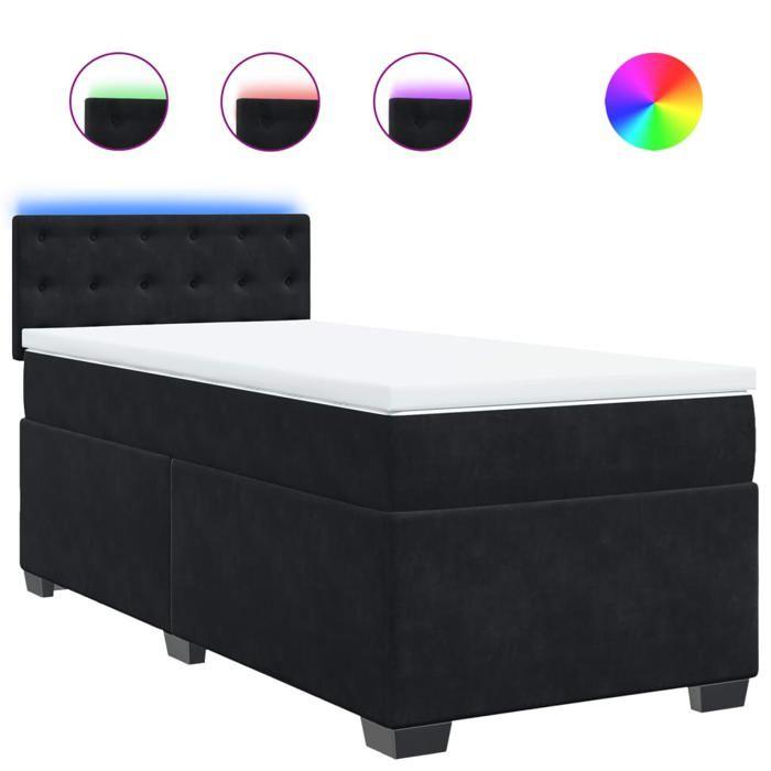Maison Exclusive - Sommier à lattes de lit avec matelas Noir 90x190 cm Velours