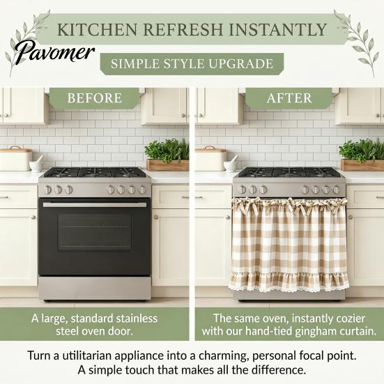 Window Valance with Lace Trim Buffalo Check Valance, Ruffled Curtain And Bows, Small Valances Light Filtering Rod Pocket for Kitchen Living