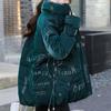 Winter Loose Women Thickened Jackets Coats Green Oversized Woman Parkas Clothes White Letter Print