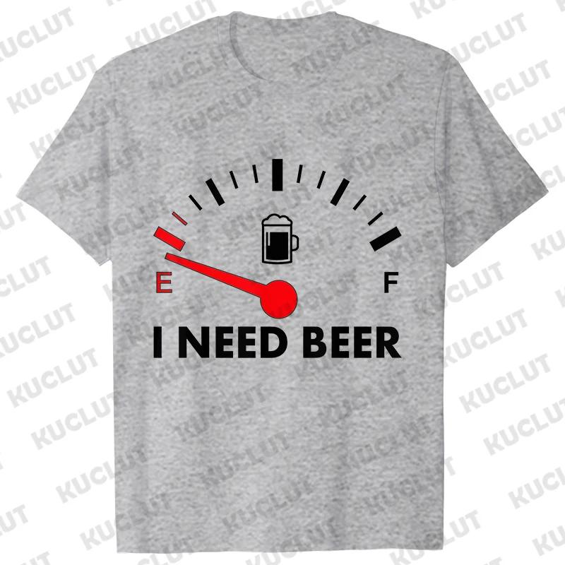 Men's Street Wear T-shirts Need Beer Graphic Tee Shirt Homme Funny Low Battery Need Beer Novelty T-Shirt Drinking Party Tshirts