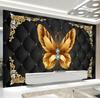 European Style 3d Wall Mural Butterfly Jewelry Black Soft Roll Wallpapers Living Room Bedroom Background Wall Papers