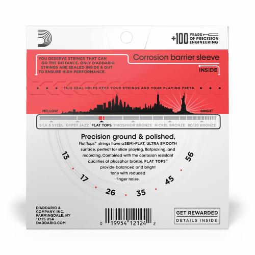 D'Addario Acoustic Guitar Strings, Flat Tops, Phosphor Bronze, Medium, .013-.056, EFT17