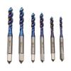 6Pcs Thread Tap Drill Bit Set US Standard Spiral Flute Screw Hole Machine Tap Nano Blue Coated for