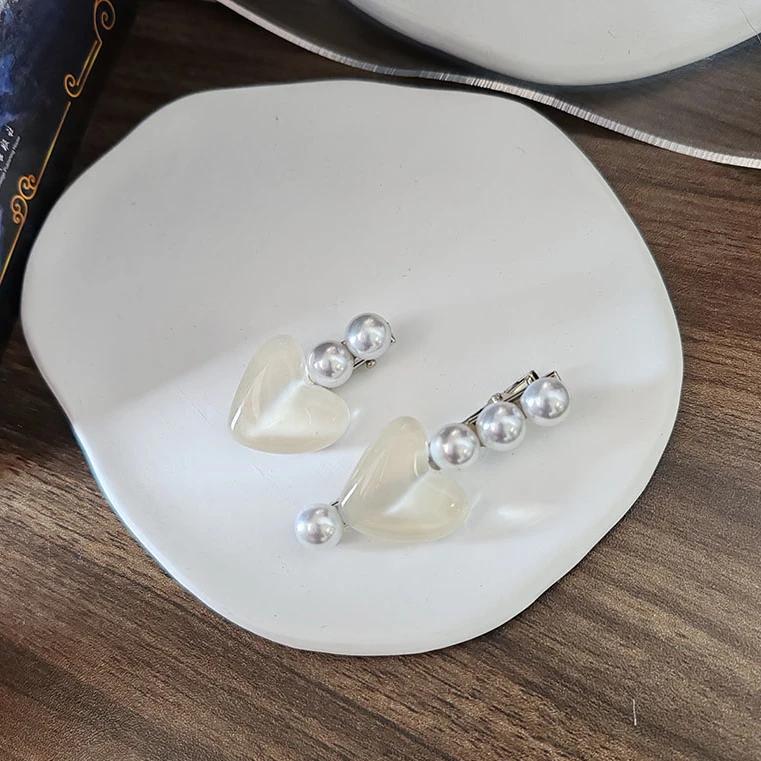 2pc Cute Pink Pearl Heart Hair Claw Side Clips for Women Girls Kids Child Hairpin Gift Hair Accessories Headwear Ornament